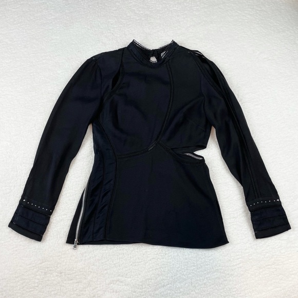 3.1 PHILLIP LIM • Black Cutout Long Sleeve Blouse, 0 - Picture 2 of 16